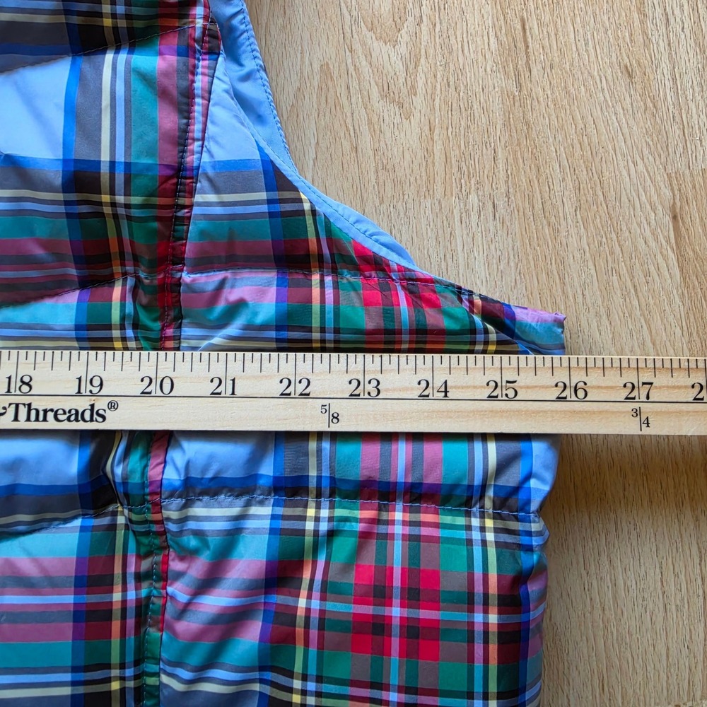 Lands End Womens 1X Plaid Down Puffer Vest Blue Red Green Quilted Zip 16W-18W - Picture 7 of 9